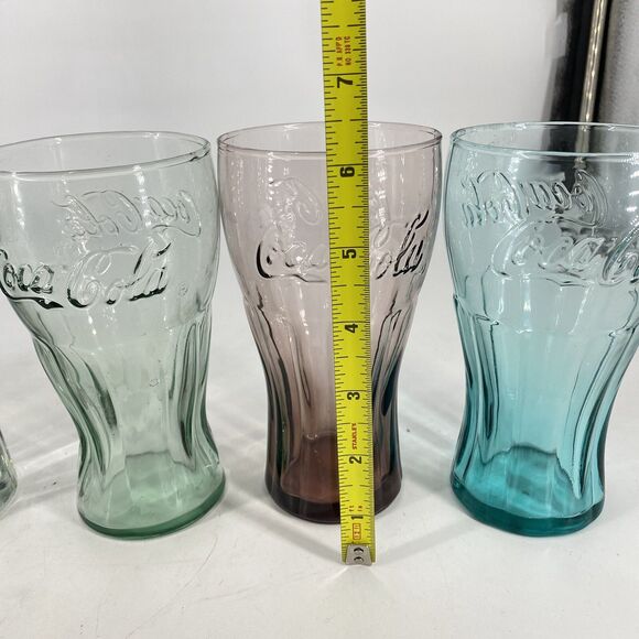 Set of 6 McDONALD'S Coca Cola Coke Glasses All Different Colors - Picture 3 of 5
